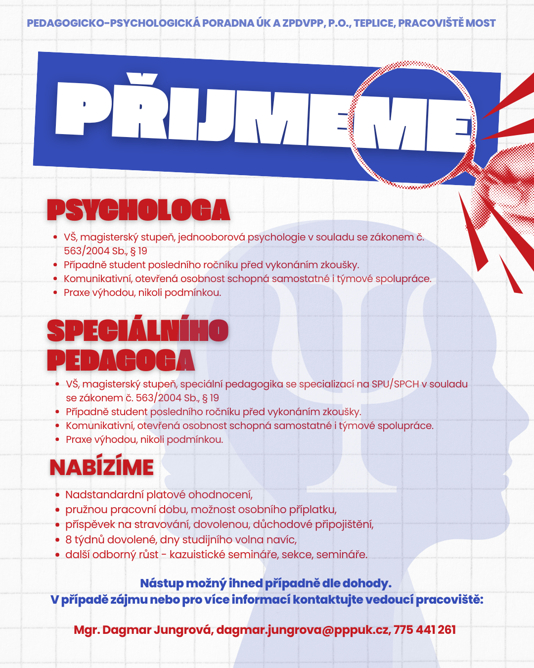 PPP MOST inzerát přijmeme