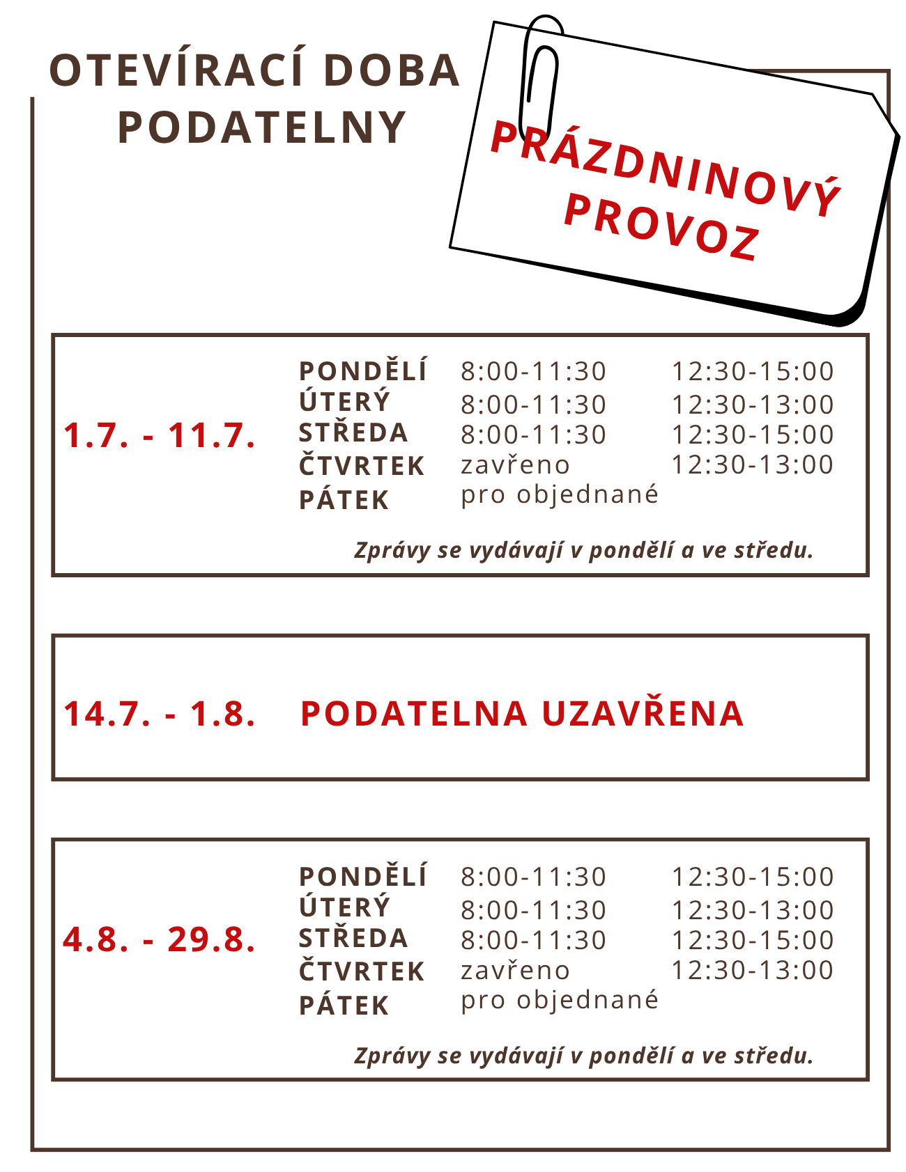 teplice podatelna oteviraci doba